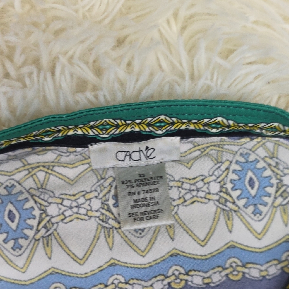 Cache Blue and Green Patterned Button Down Shirt - image 5